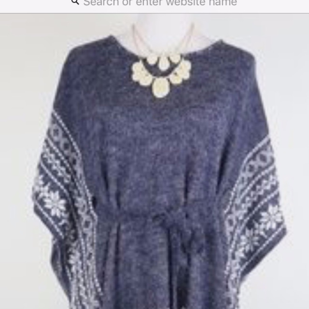 Sweater Poncho with Waist Tie